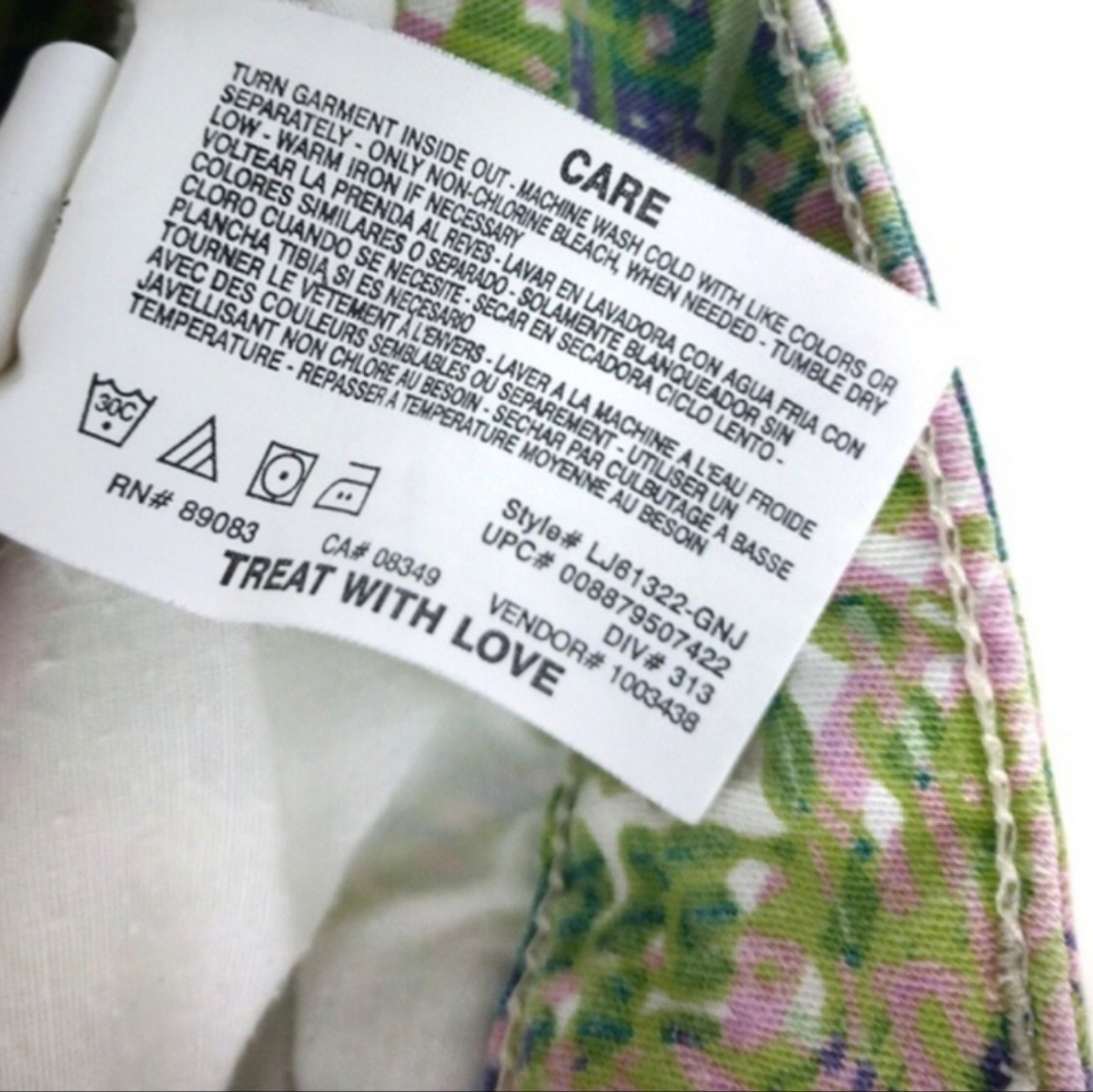 l.e.i. Lowrise Ashley Tropical Pastel Palm Leaf Cuffed Shorts Junior 3/Women S - Picture 8 of 8